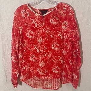 Calvin Klein Jeans Red Patterned Blouse Mystical Inspired Sheer Ethereal
